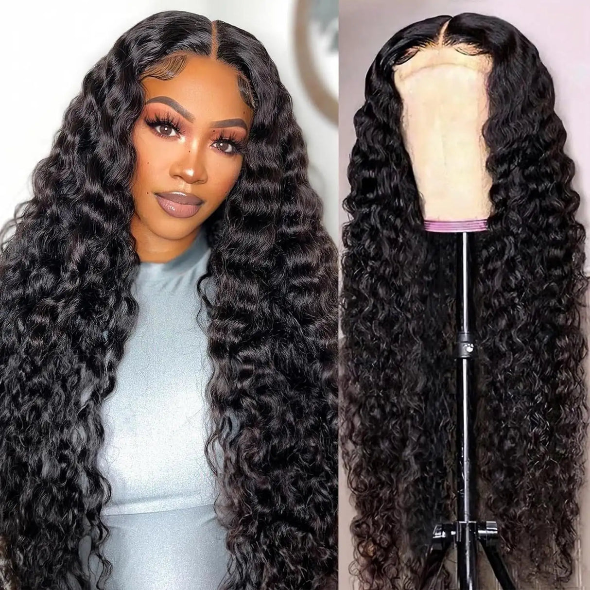 Front Lace Human Hair Wig Deep Wave Human Wigs - Lootquake