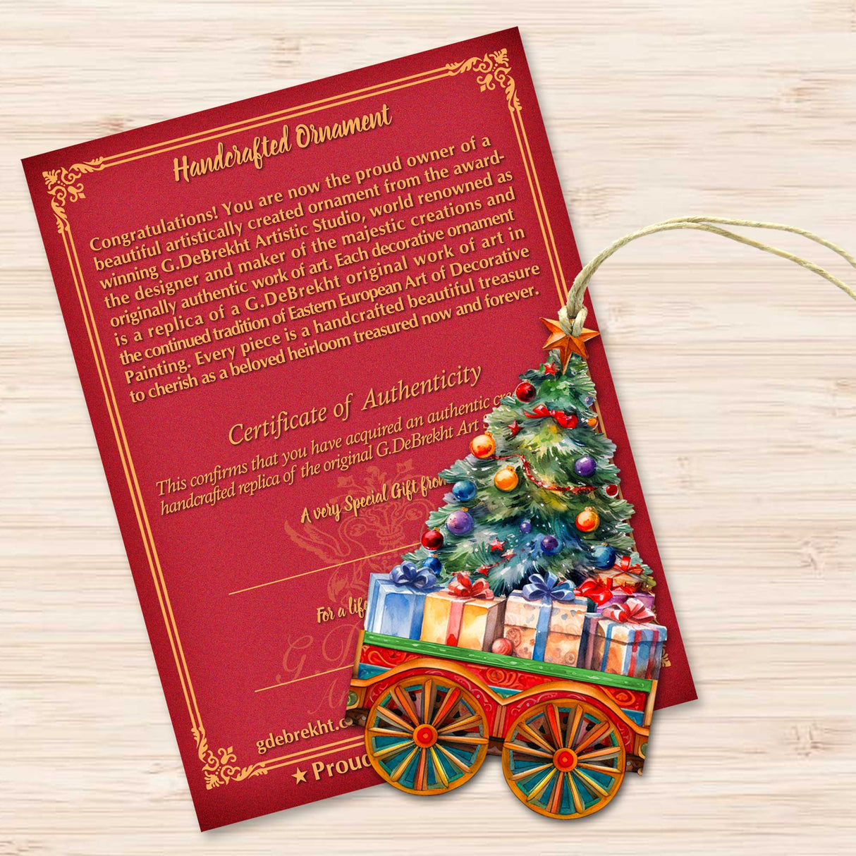 Santa's Train Wooden Ornaments Set of 3 by G. Debrekht - Christmas Decor - 8100199S3