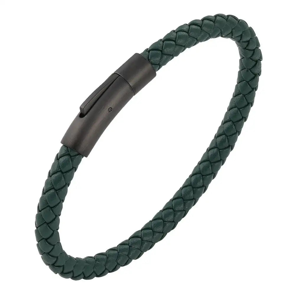 Woven Frosted Black Buckle Simple Leather Bracelet - Lootquake