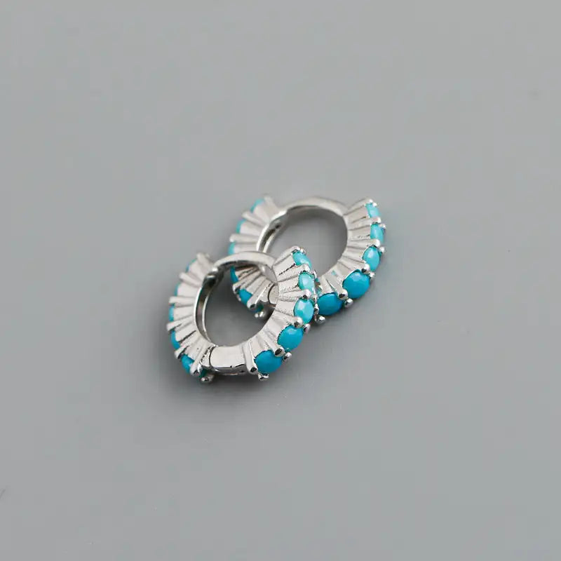 Circle-shaped Diamond Colorful Crystals Opal Zircon S925 Sterling Silver Earrings - Lootquake