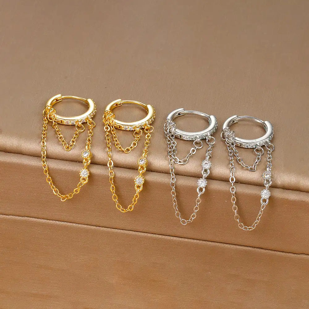 INS Chain Zircon Tassel Design Fashion Ear Ring - Lootquake