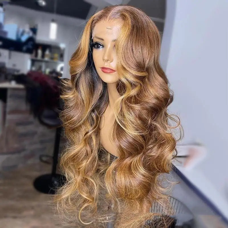 Honey Blonde Body Wave Lace Front Pre Plucked Highlight Wig - Lootquake