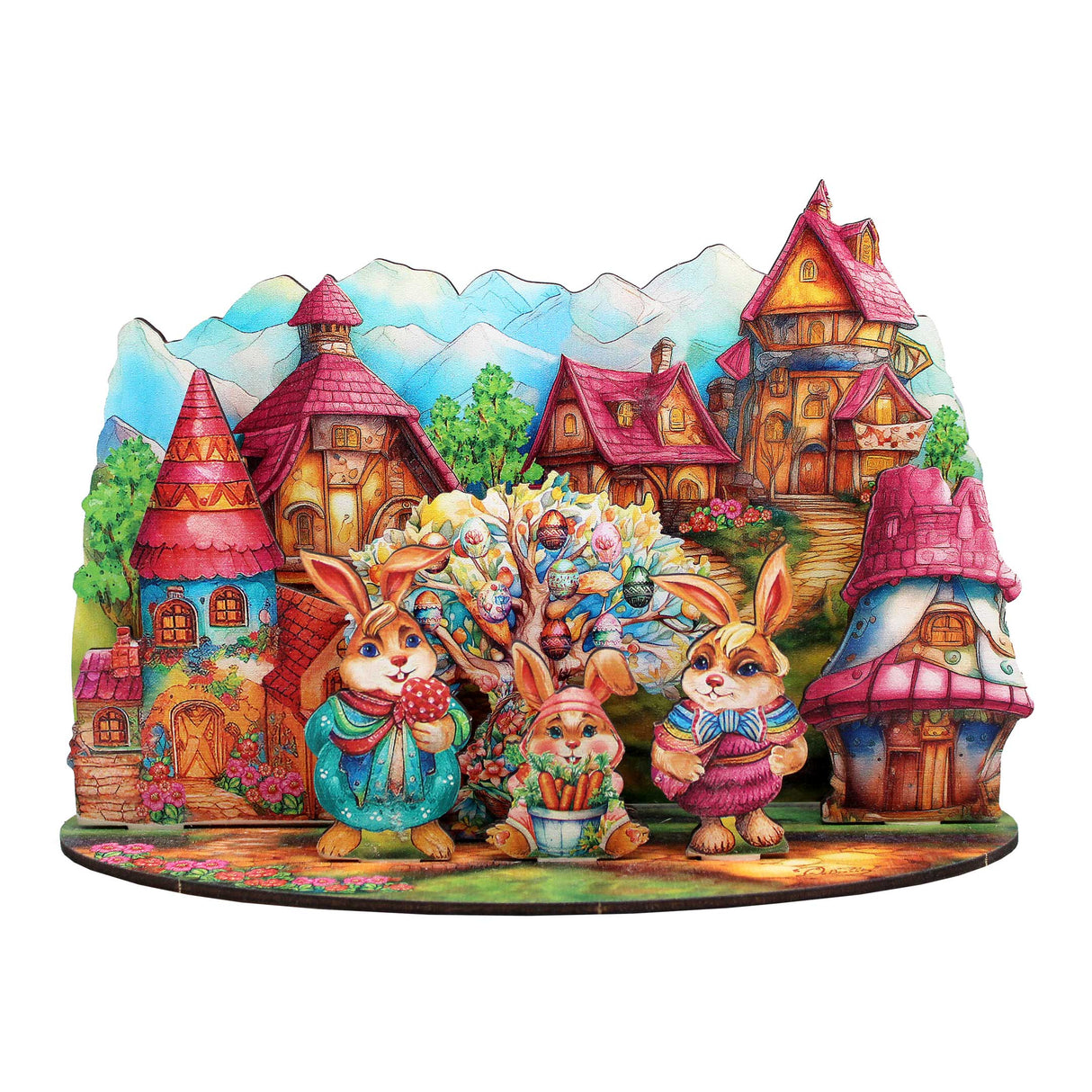 Easter Bunny Village Decorative Village Set by G. Debrekht Easter Spring Decor - 852769