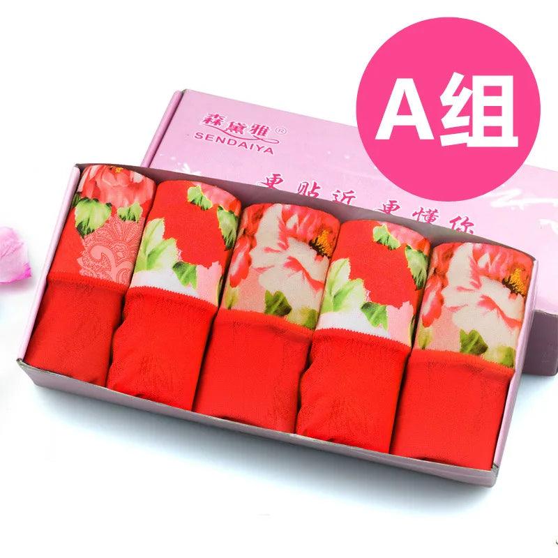 5Pcs Print Panties Women's Underwear Cute Cotton Panties Plus Size Briefs Girl Ladies Lingeries Panty Sexy Underpants For Women