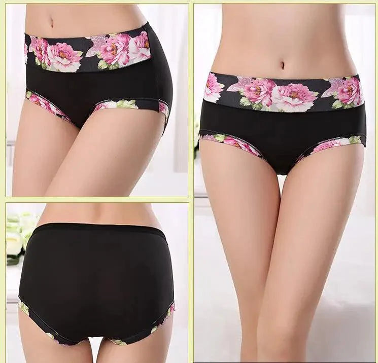 5Pcs Print Panties Women's Underwear Cute Cotton Panties Plus Size Briefs Girl Ladies Lingeries Panty Sexy Underpants For Women