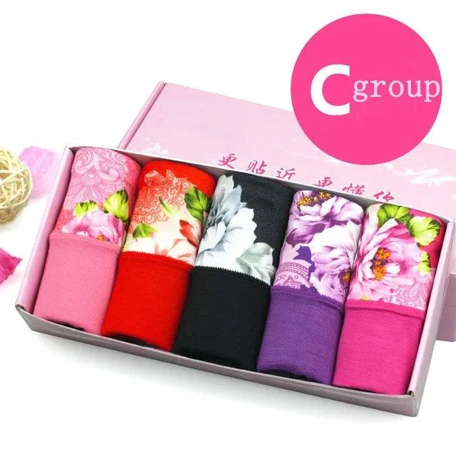 5Pcs Print Panties Women's Underwear Cute Cotton Panties Plus Size Briefs Girl Ladies Lingeries Panty Sexy Underpants For Women