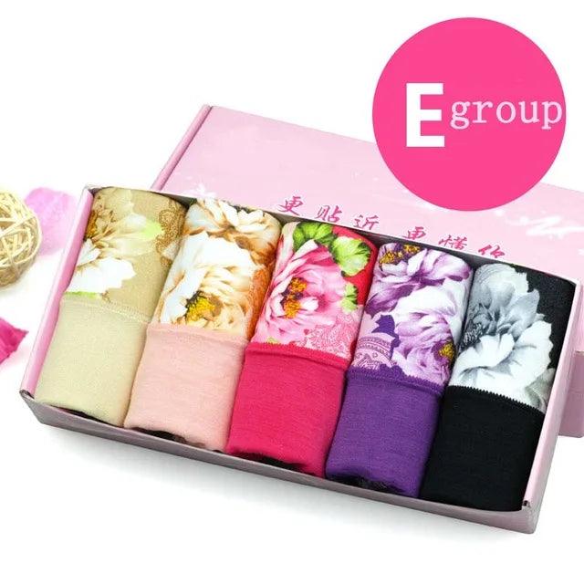 5Pcs Print Panties Women's Underwear Cute Cotton Panties Plus Size Briefs Girl Ladies Lingeries Panty Sexy Underpants For Women