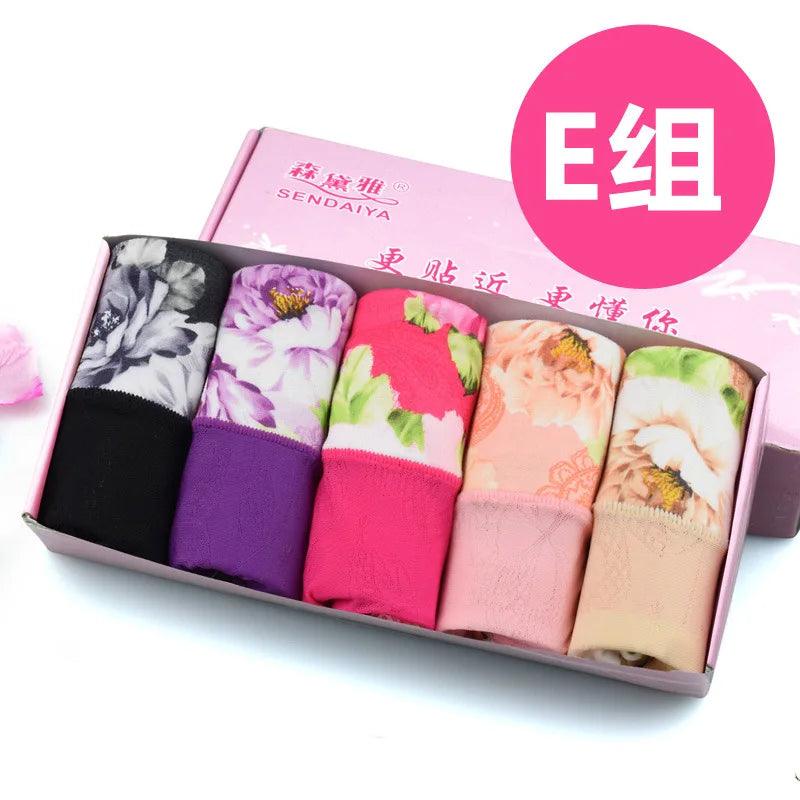 5Pcs Print Panties Women's Underwear Cute Cotton Panties Plus Size Briefs Girl Ladies Lingeries Panty Sexy Underpants For Women