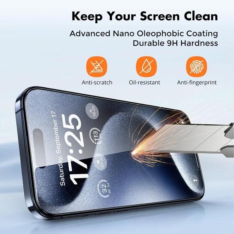 5pcs Tempered Glass Screen Protectors for iPhone 15 Pro Max & 14/13/12/11/16/7/8/X/XR/XS Max/Mini - Ultimate Protection