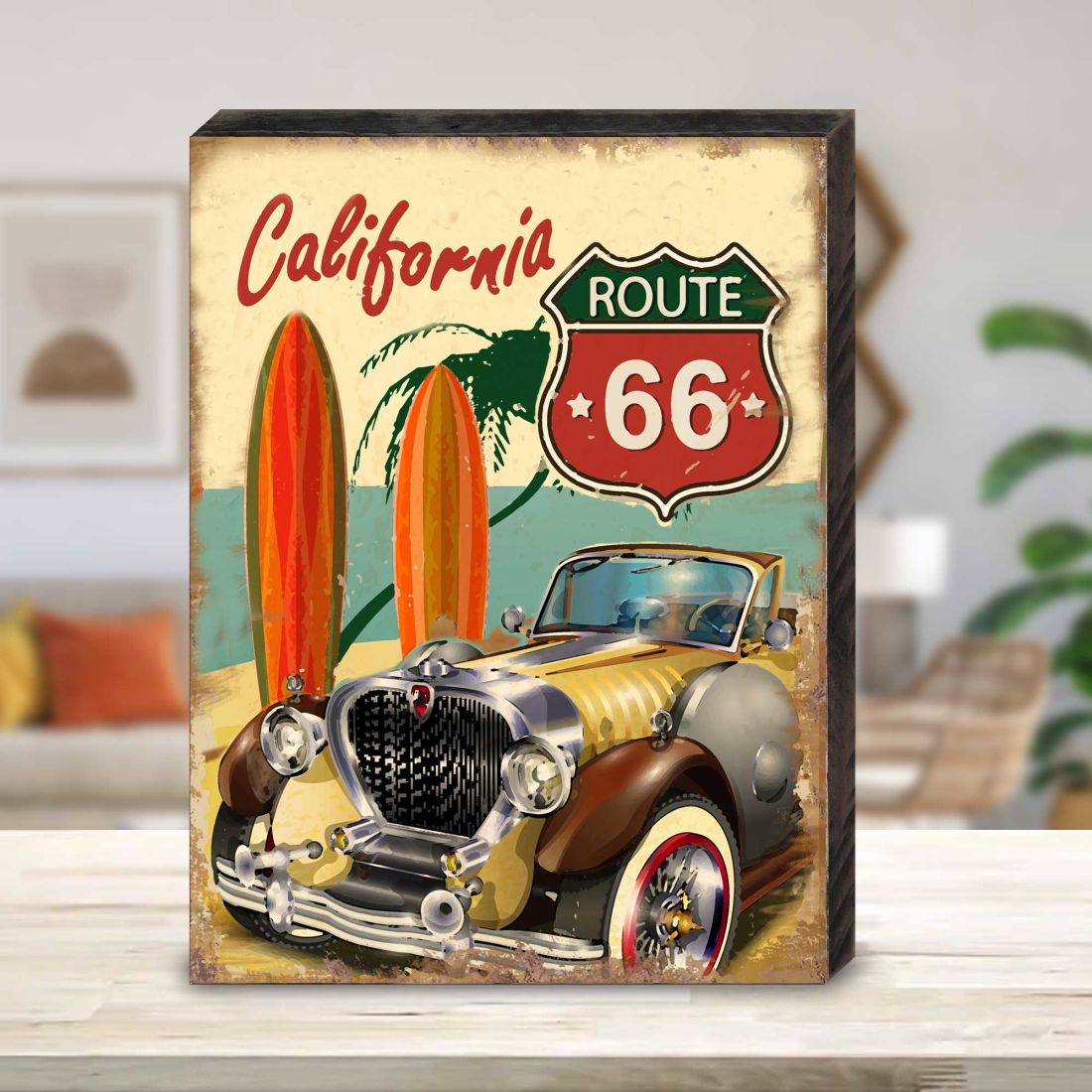 Arte mural costero de madera South Lamar Auto de Nature Wonders - Decoración costera con vida marina - 95347B