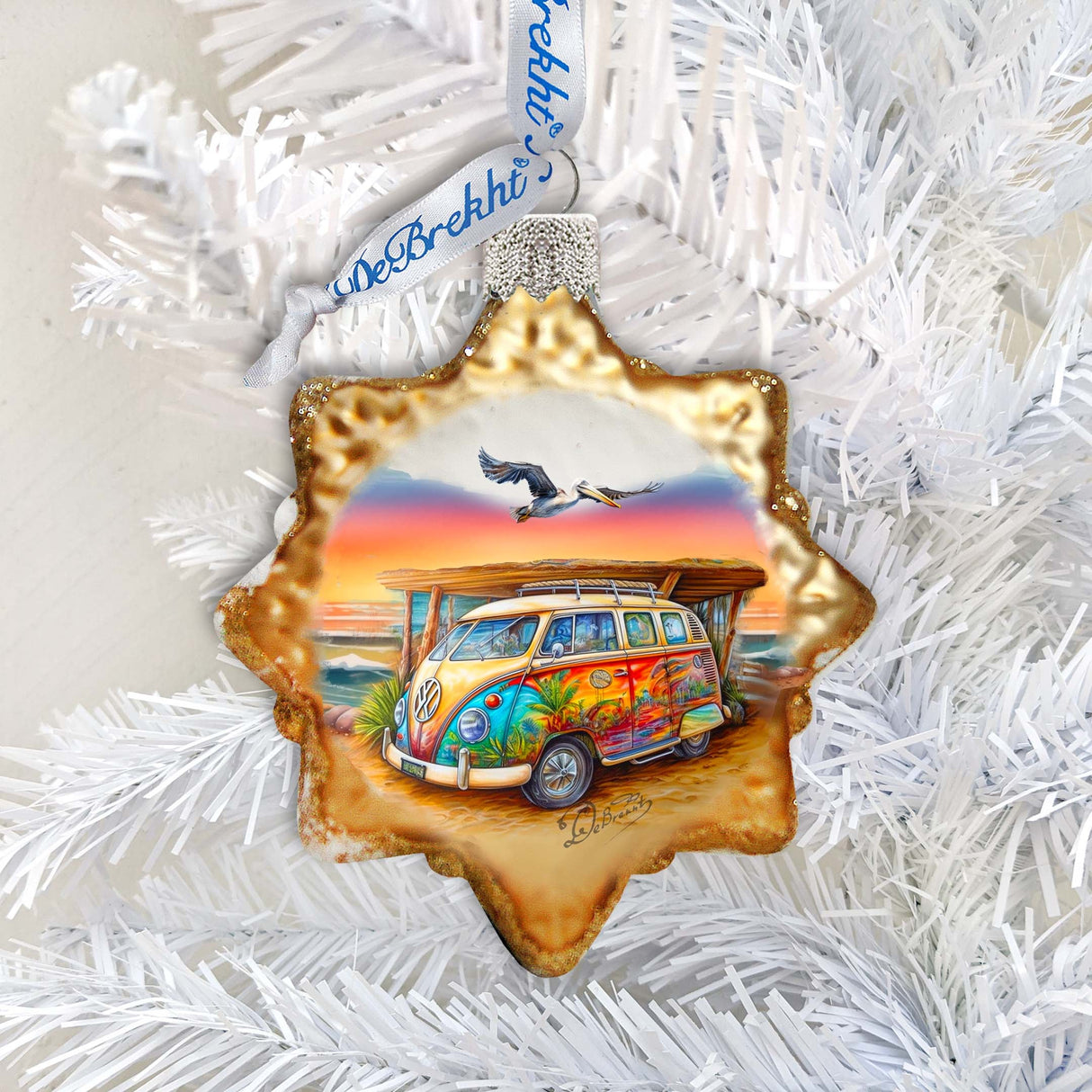 Nautical Christmas Decor - Beach Van Keepsake Glass Ornaments by G. Debrekht - Coastal Holiday Decor - 777395