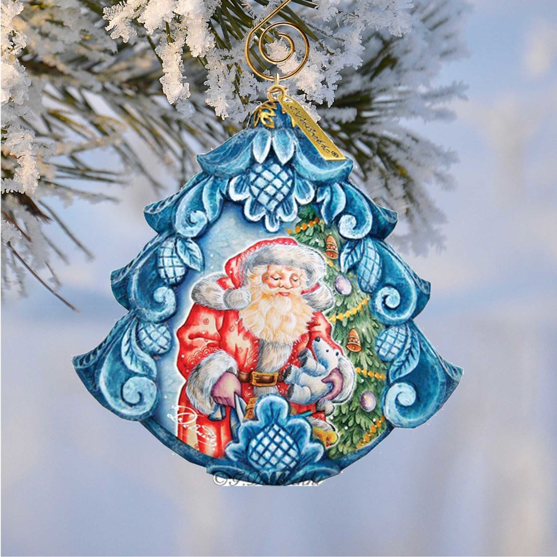 Gift Giving Pleasure Sculpted Hand-Painted Christmas Ornament by G. DeBrekht - Christmas Santa Snowman Décor - 610271