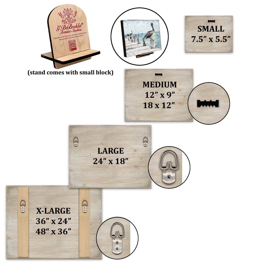 Christmas Coastal Wreath Wooden Wall Art by D. Gelsinger - Coastal Holiday Decor - 95607B-1715