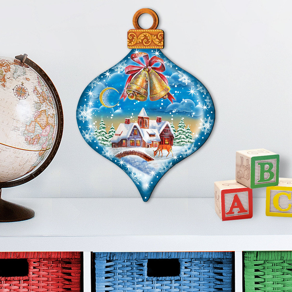 Adorno navideño para puerta con forma de gota de invierno de G. DeBrekht - Decoración navideña de Papá Noel y muñeco de nieve - 8112182H