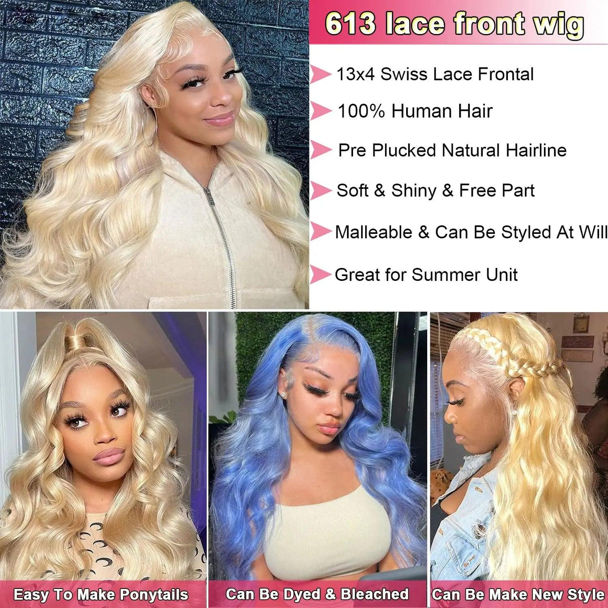 613 hd Lace Frontal Wig 13x6 Lace Frontal Wig Human Hair for Women Blonde Human Hair Wig 13x4 Body Wave Lace Front Wigs on Sale