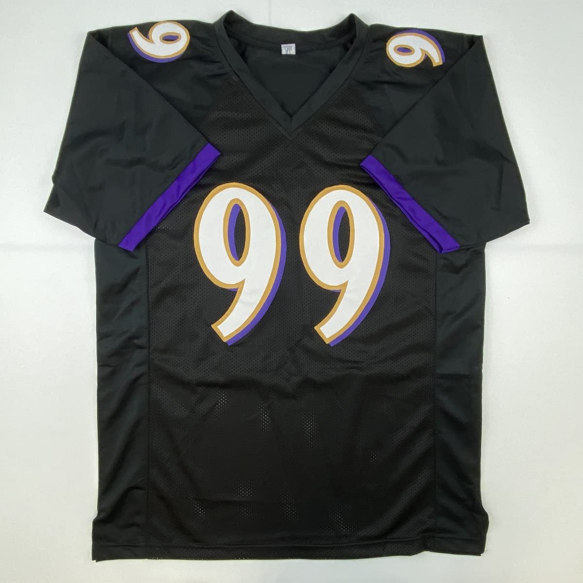 Camiseta de fútbol negra de Baltimore autografiada/firmada por Odafe Oweh (JSA COA)