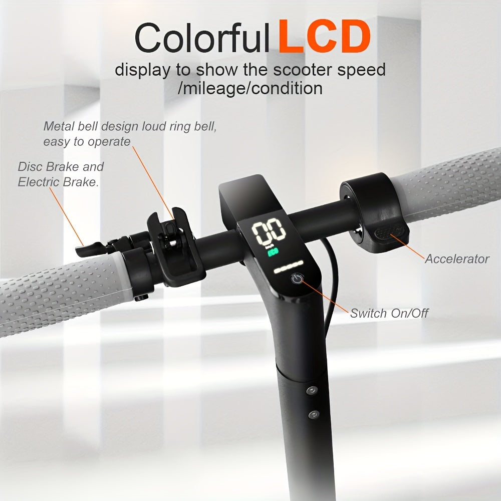 LADPED LP80 350W Foldable Electric Scooter for Adults & Teens, 8.5" Anti-skid Solid Tires, 19 Mile Range, 19MPH &3 Speed Modes, LCD Display, Puncture-Resistant, with Headlight & Taillight - Perfect for Commuting, Campus, And