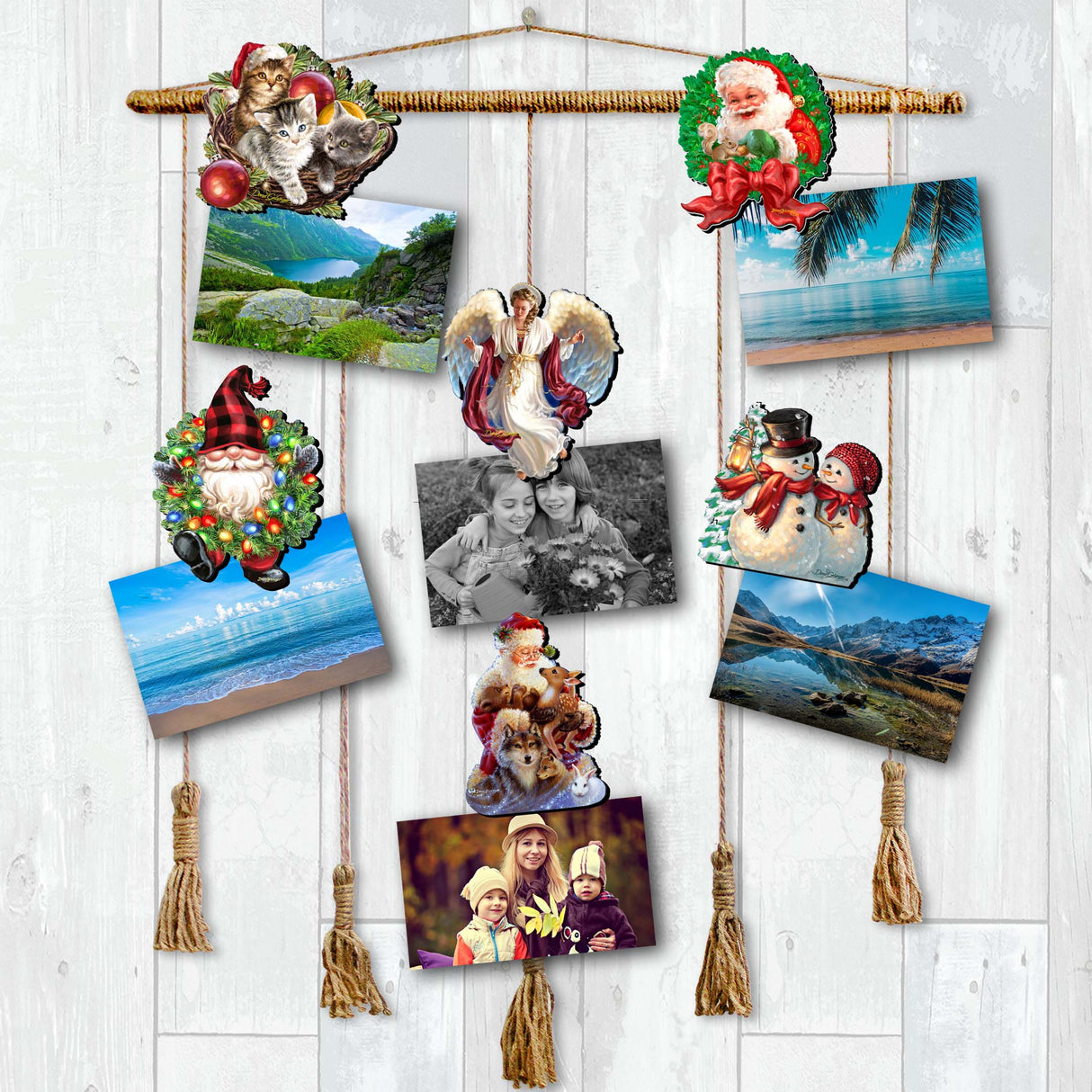 Santa and Friends Decorative Wooden Clip-on Ornaments Set of 6 by D. Gelsinger - Christmas Decor - 8090134C-S6