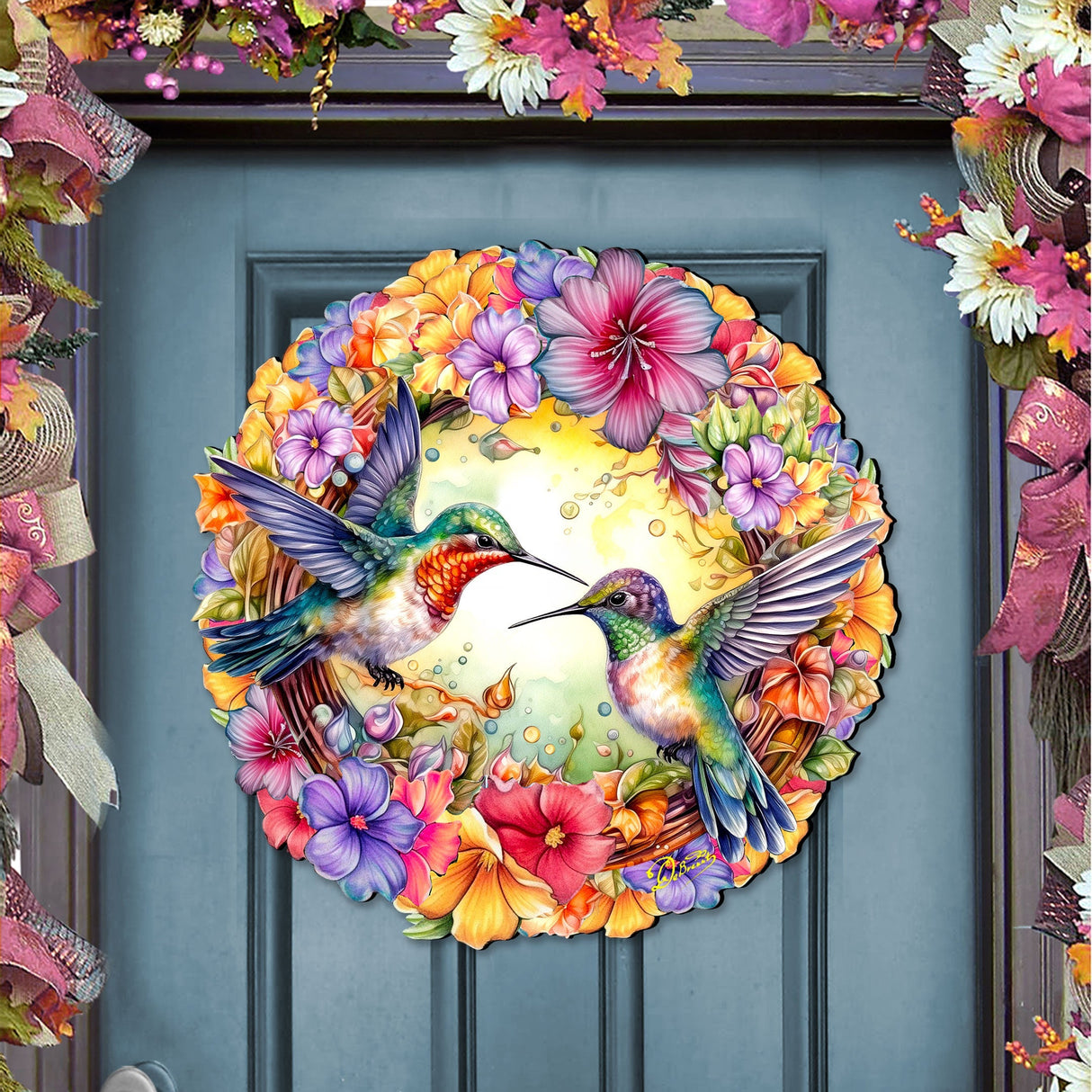 Decoración navideña para puerta con colibríes de G. Debrekht - Decoración navideña - 8652804H