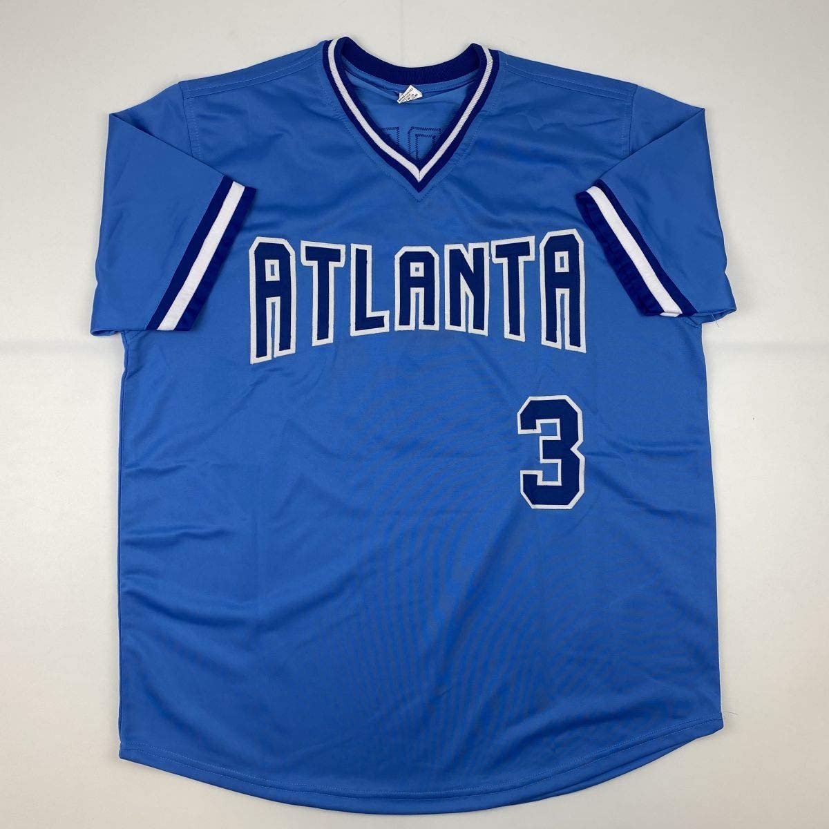 Camiseta de béisbol azul claro de Atlanta autografiada/firmada por Dale Murphy. PSA/Certificado de ADN.