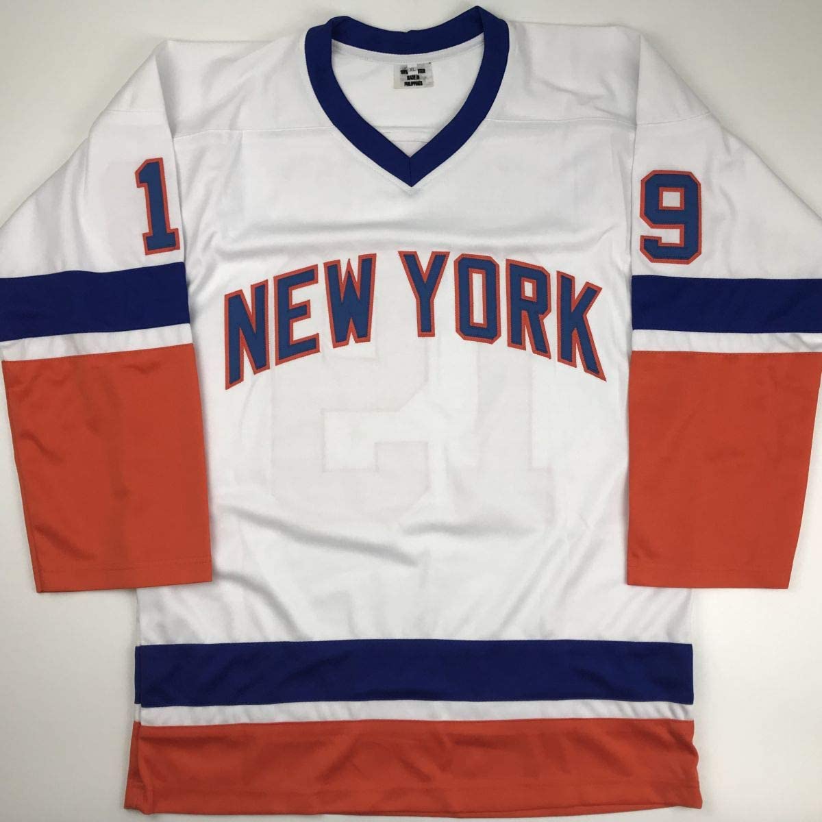 Autographed/Signed Bryan Trottier HOF 97 New York White Hockey Jersey JSA COA