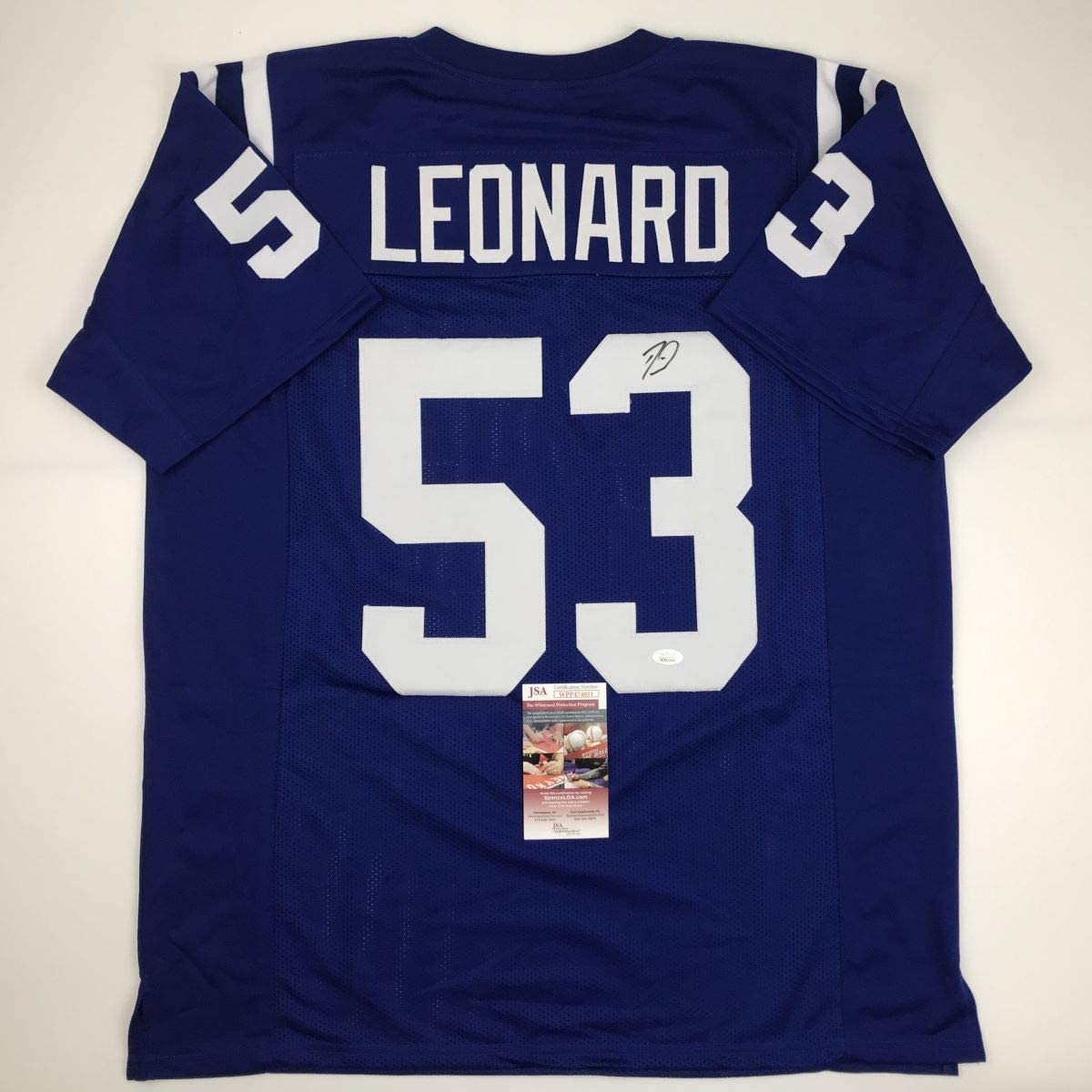 Autographed/Signed Darius Shaquille Leonard Indianapolis Blue Football Jersey JSA COA