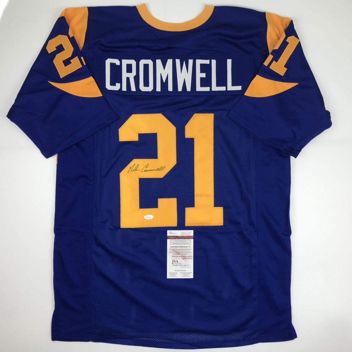 Autographed/Signed Nolan Cromwell Los Angeles LA Blue Football Jersey JSA COA