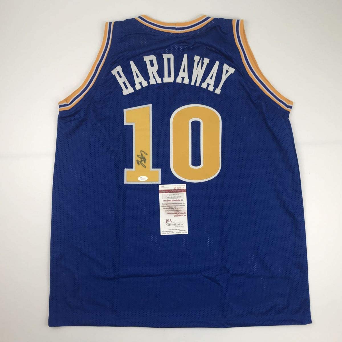 Camiseta de baloncesto azul Golden State de Tim Hardaway autografiada/firmada JSA COA