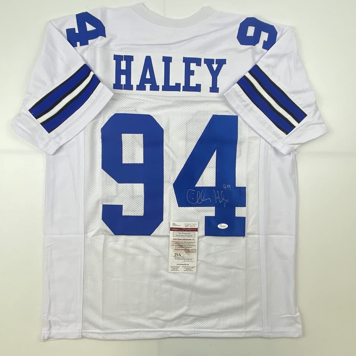 Autographed/Signed Charles Haley Dallas White Football Jersey JSA COA