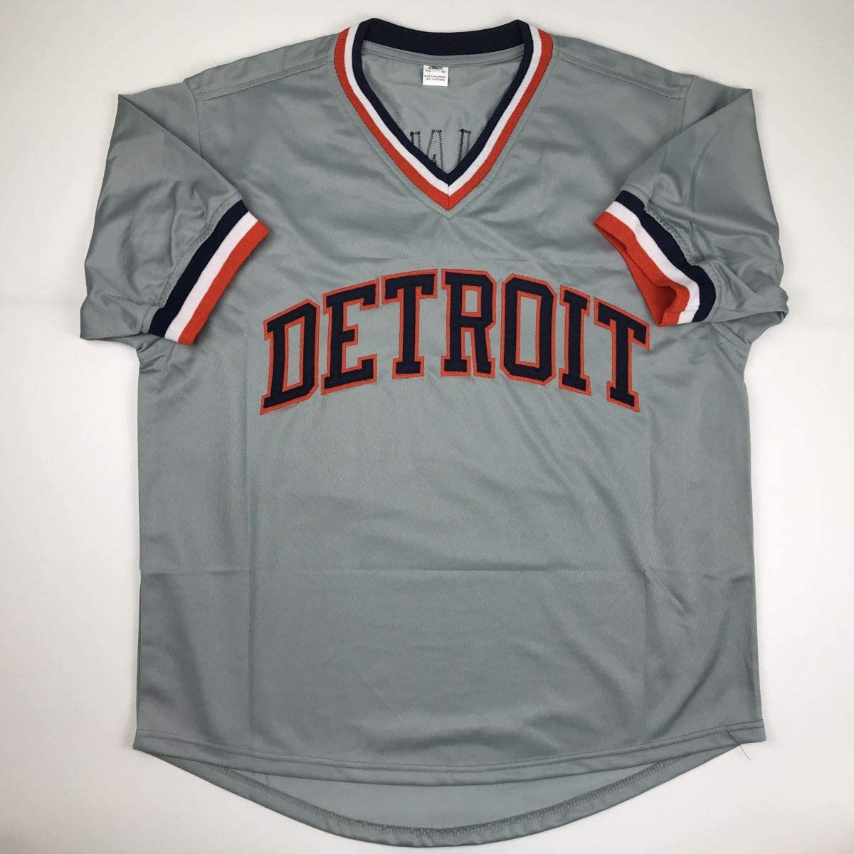 Camiseta de béisbol gris de Detroit autografiada/firmada por Jim Bunning (JSA COA)