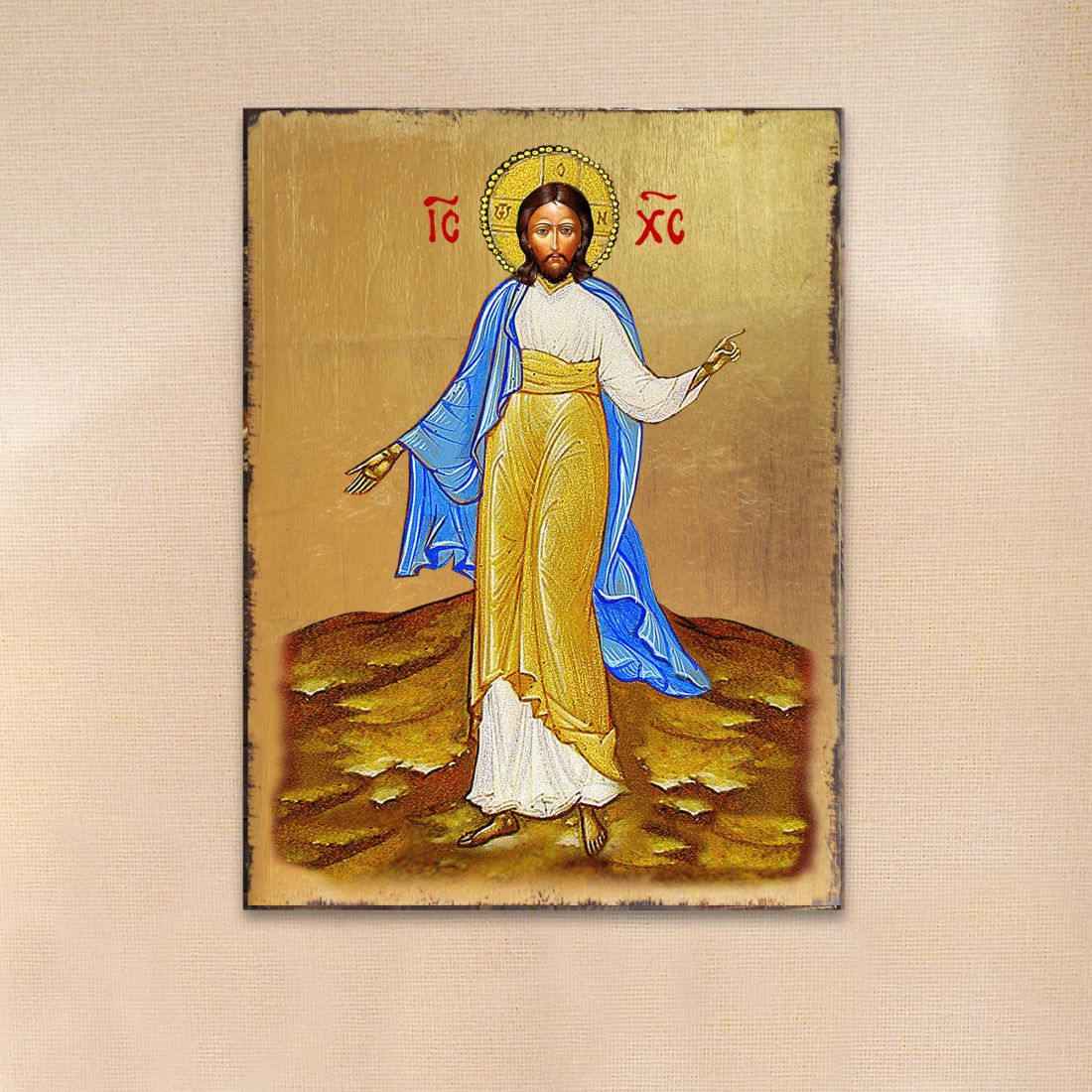 Jesus Wooden Gold Plated Religious Christian Sacred Icon - Inspirational Icon Decor - 85051