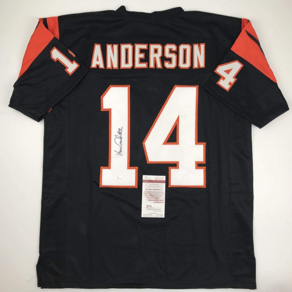 Camiseta de fútbol negra de Cincinnati autografiada y firmada por Ken Anderson (JSA COA)