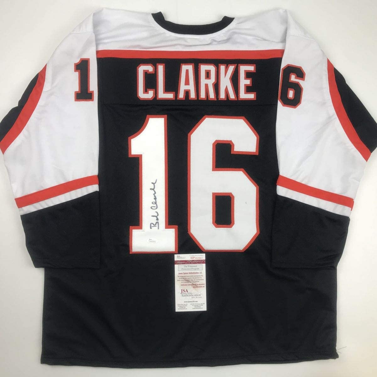 Camiseta de hockey negra de Filadelfia autografiada/firmada por Bob Bobby Clarke (JSA COA)