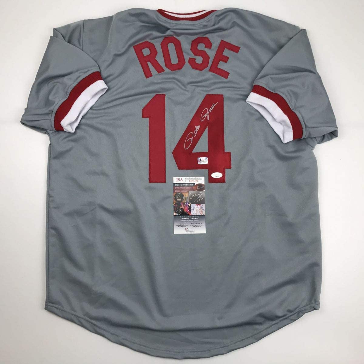 Camiseta de béisbol gris de Cincinnati autografiada/firmada por Pete Rose JSA COA