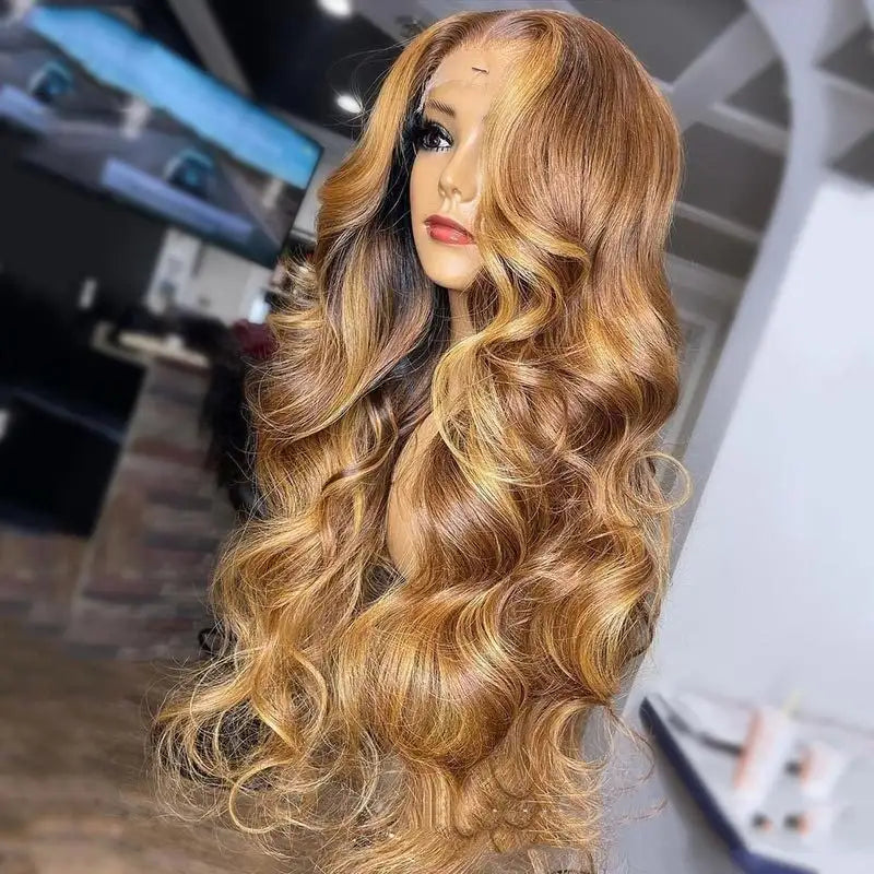 Honey Blonde Body Wave Lace Front Pre Plucked Highlight Wig - Lootquake