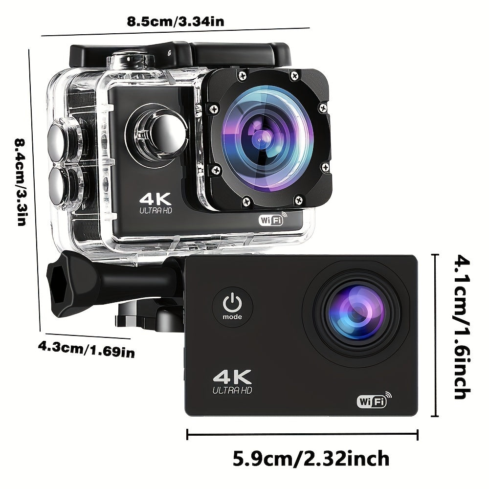 4K Ultra HD Action Camera - WiFi, 2.4GHz Wireless Wristband Remote Control, 32GB Card, Wide Angle Lens, Remote Operation - Perfect For Skiing, Mountaineering, Outdoor Sports, Gift Giving, Awaken Your Outdoor Adventure Experie