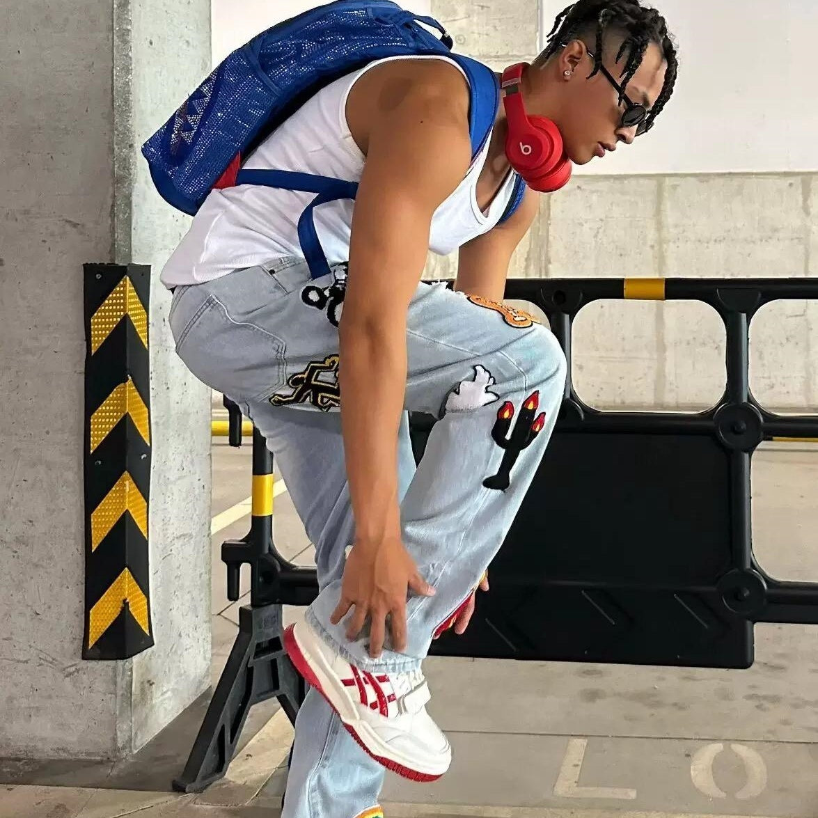 Light Color Irregular Towel Embroidered Slim Straight-leg Denim Trousers - Lootquake