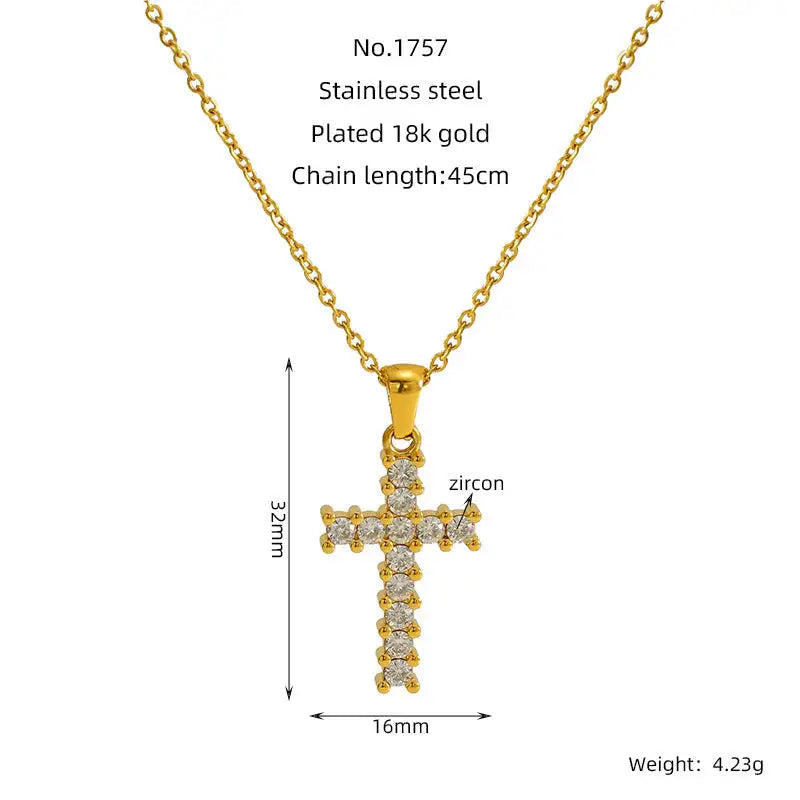 Ins Style Vintage Cross Zircon Necklace - Lootquake