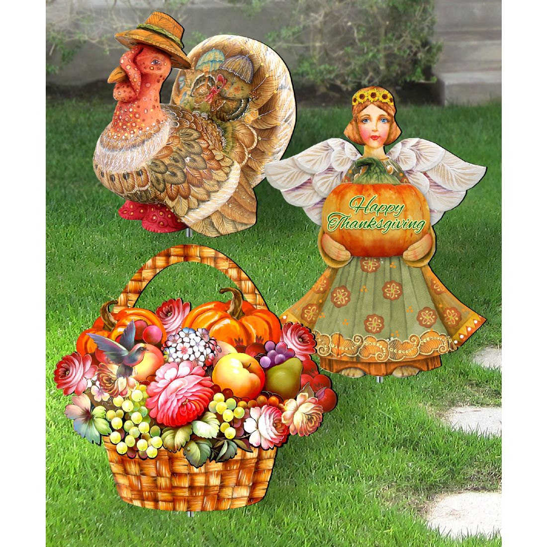 Thanksgiving Outdoor Garden Porch Walkway Set of 3 by G. DeBrekht - Thanksgiving Halloween Decor - 8120116MS3