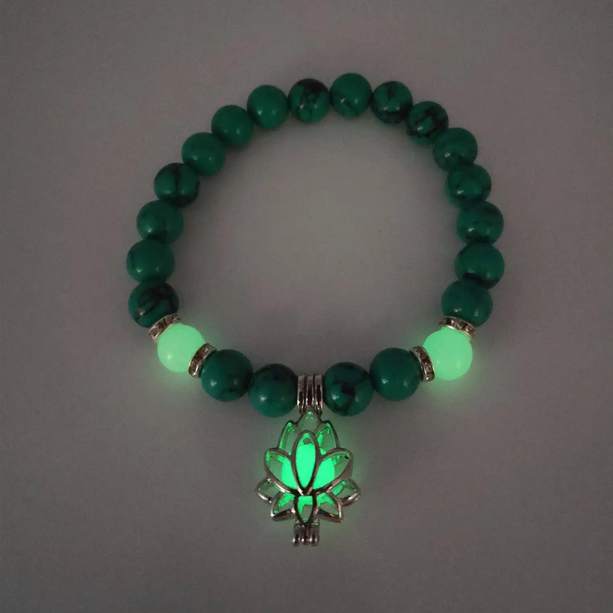 Energy Luminous Lotus Natural Stone Bracelet Yoga Healing Luminous Glow In The Dark Charm Beads Bracelet For Men Women Prayer Buddhism - Lootquake