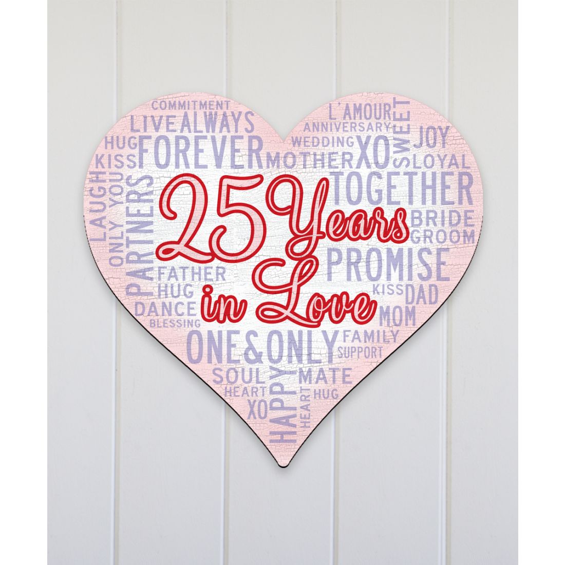 Silver Anniversary Heart "Years in Love" Holiday Door Decor by G. DeBrekht - Love Family Kids Decor - 8198736-2H
