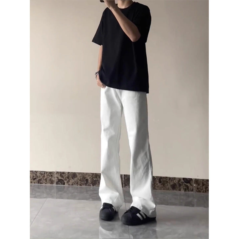 Black Casual Trousers Straight Micro-pull - Lootquake