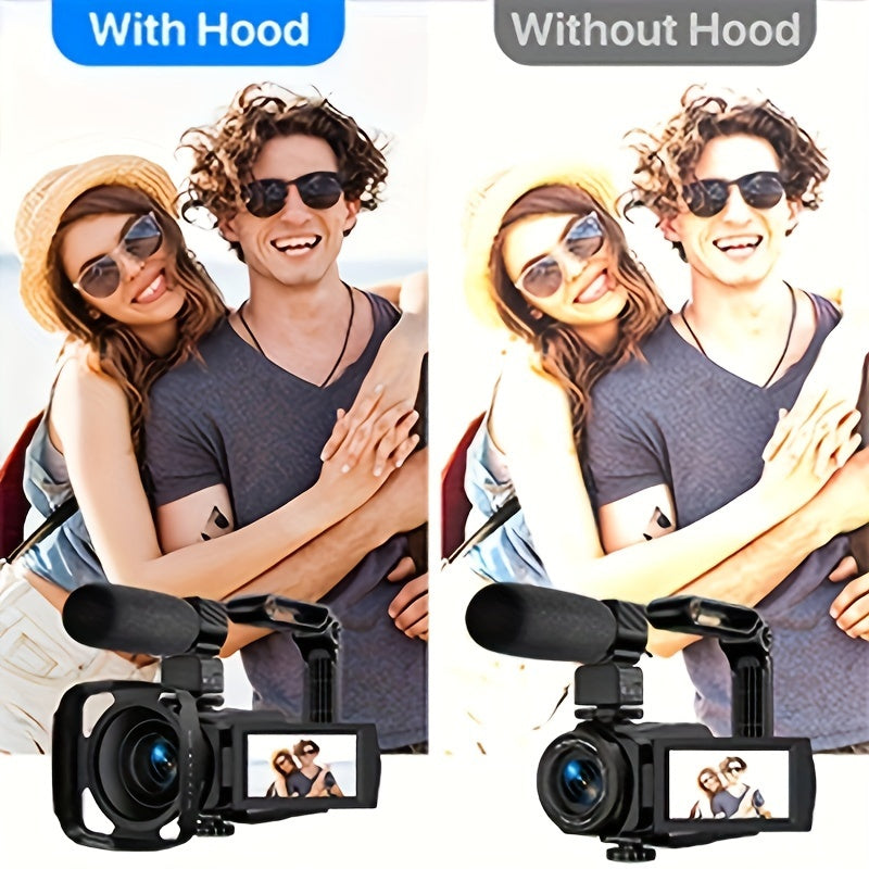Cámara de video digital Nicamery de 3.0 pulgadas con pantalla táctil capacitiva giratoria de 270 grados, 48 MP, zoom digital de 16x, compatible con Wi-Fi, HD, estabilización de seis ejes, control remoto y dos baterías de 2000 mAh.