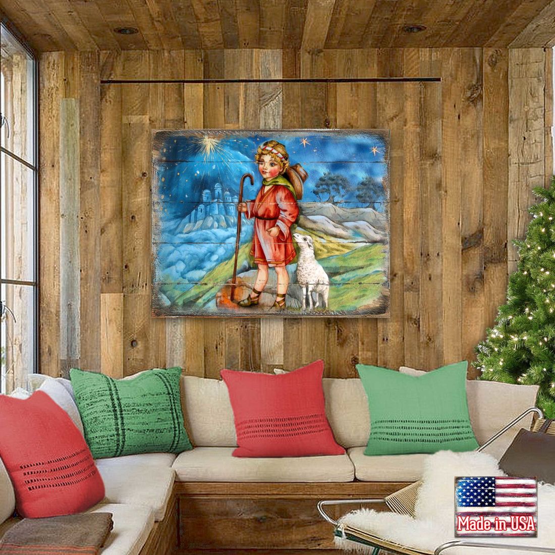 Arte mural de madera de pastorcillo de G. DeBrekht - Decoración navideña - 8173854B