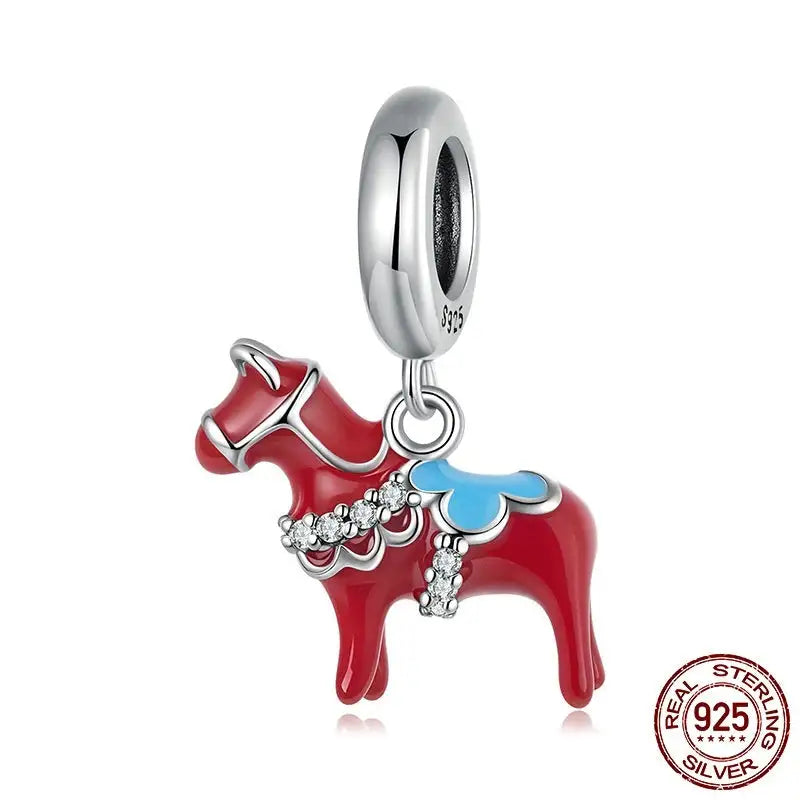 Wooden Horse Pendant S925 Sterling Silver Dripping Oil - Lootquake