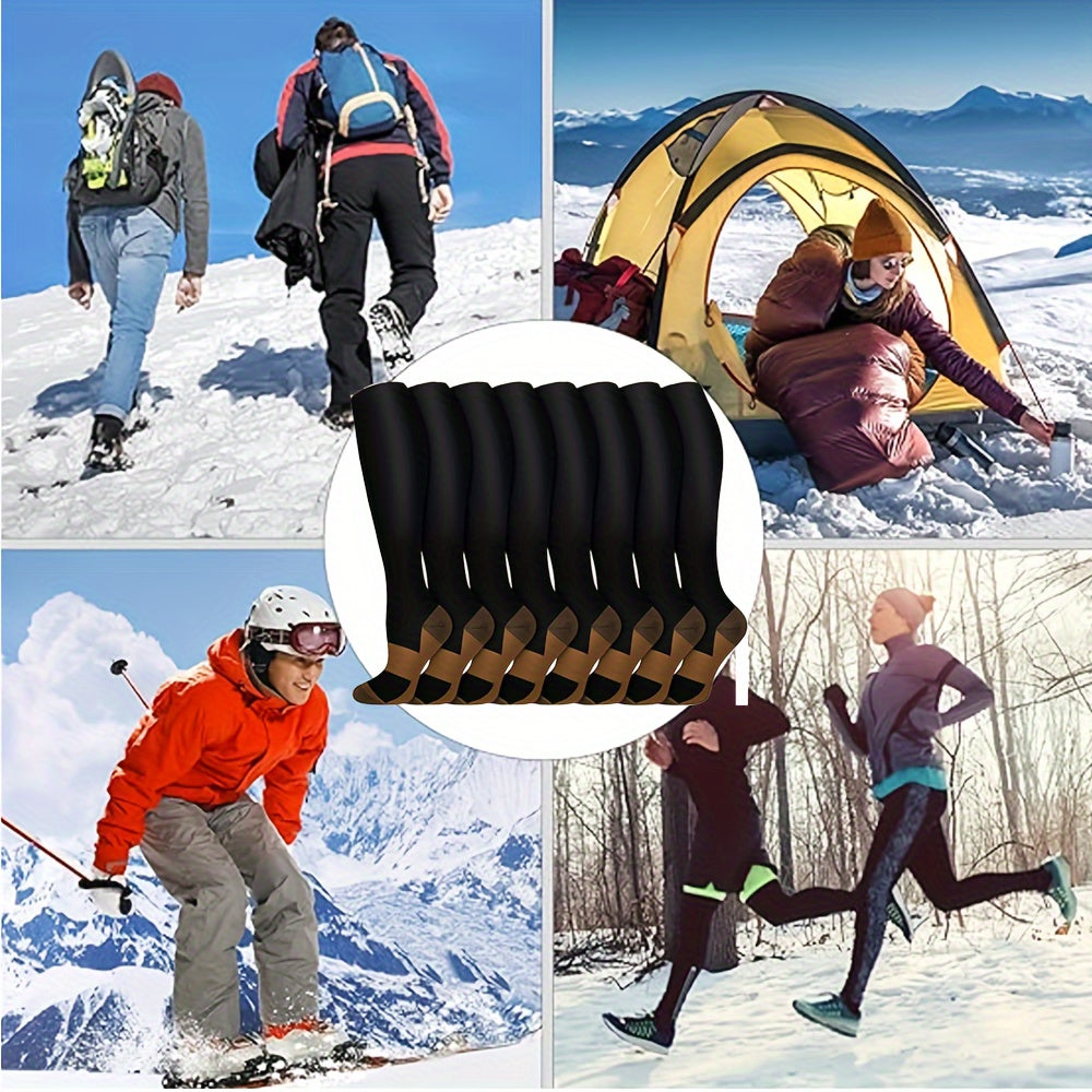 8 paires de chaussettes de compression unisexes infusées de cuivre – Soutien circulatoire amélioré (10-20 mmHG) – Hauteur genou confortable pour infirmières, grossesse, course à pied, randonnée et cyclisme