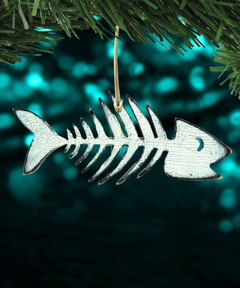 Halloween Fish Skeleton Wooden Ornaments - Thanksgiving Halloween Decor - 8199528-0