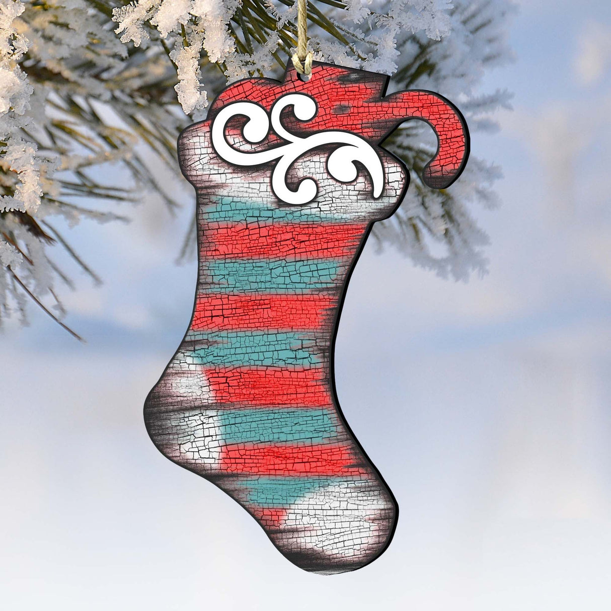 Noel Stocking Wooden Ornaments Christmas by G. DeBrekht - Christmas Decor - 8198802