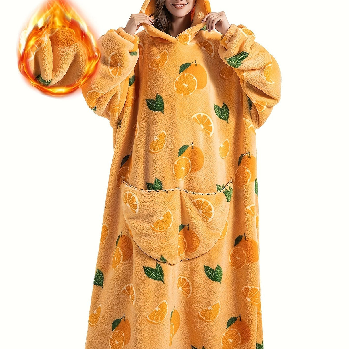 Plus Size Pumpkin Print Flannel Blanket Hoodie - Soft, Cozy, Plush, Hooded, Winter Outwear for Women with Halloween Theme