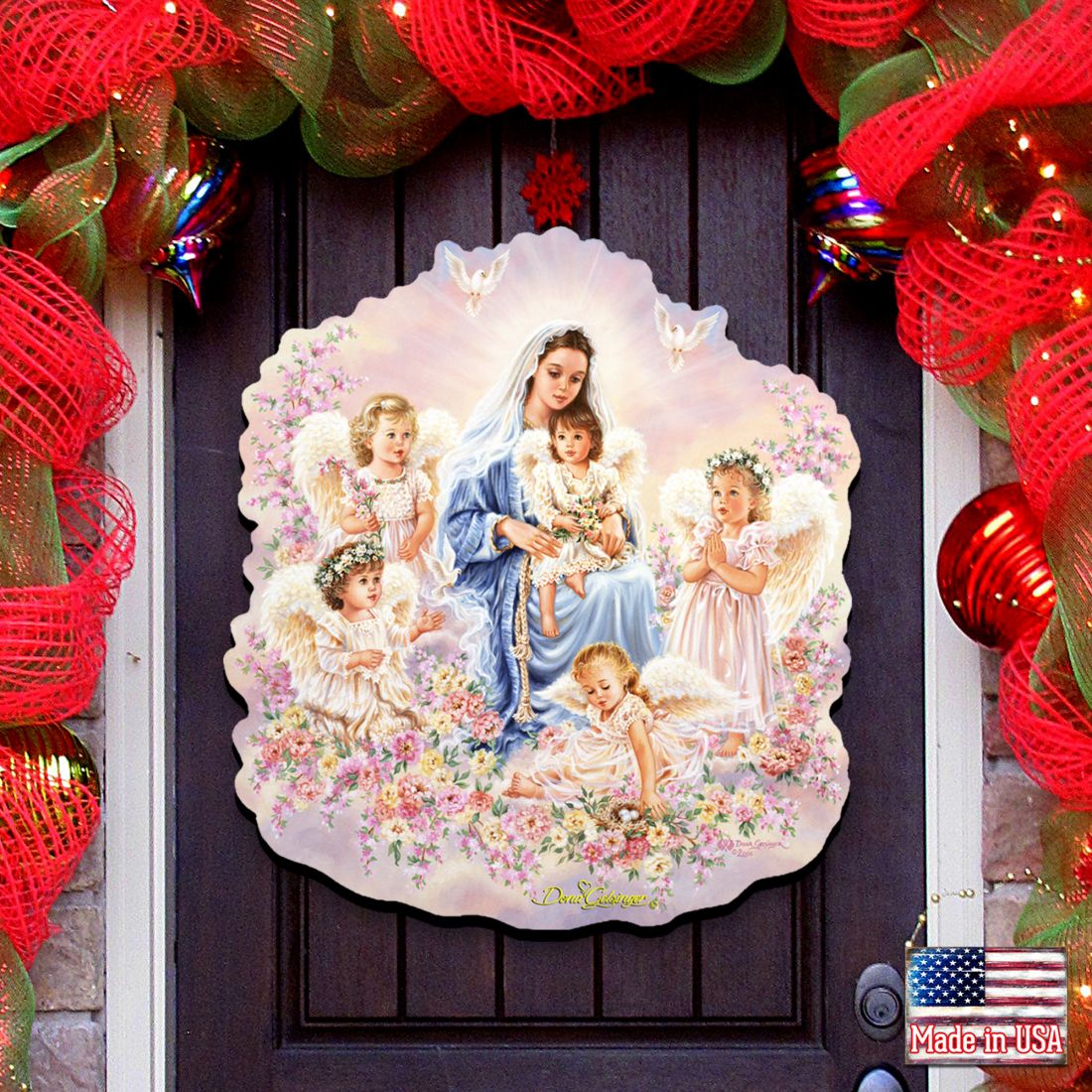 Corona de ángel "Regalo de amor", decoración para puerta de D. Gelsinger - Decoración navideña - 8461031H-0108